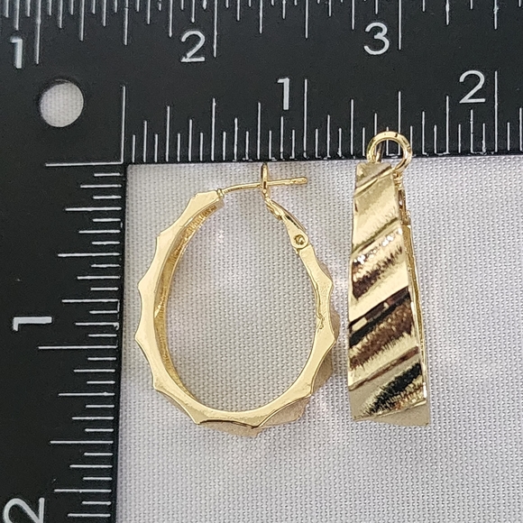 18k Gold Filled Chunky Oval Hoop Earrings New - Picture 8 of 8